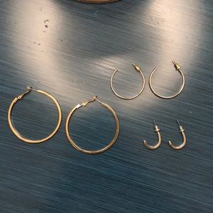 Gold, Rose Gold, and Silver Hoop Earrings